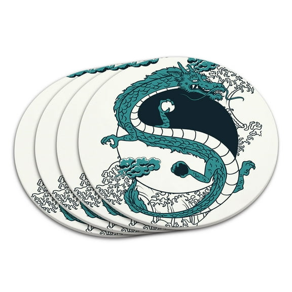 Yin and Yang Chinese Dragon Coaster Set