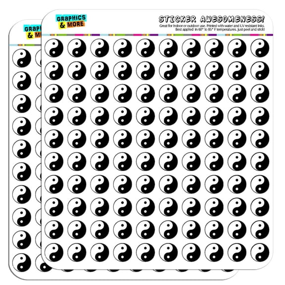 Yin and Yang Chinese Symbol Taoism 1/2" (0.5") Scrapbooking Crafting Stickers