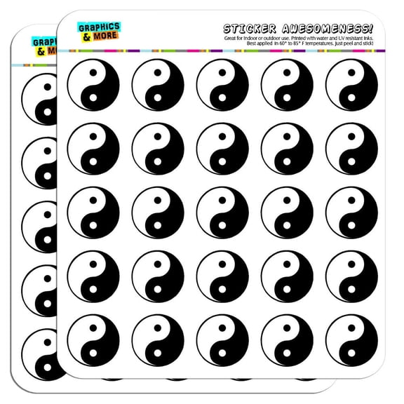 Yin and Yang Chinese Symbol Taoism 1" Scrapbooking Crafting Stickers