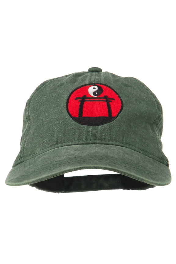 Yin and Yang Logo Embroidered Pigment Dyed Cap - Dk Green OSFM