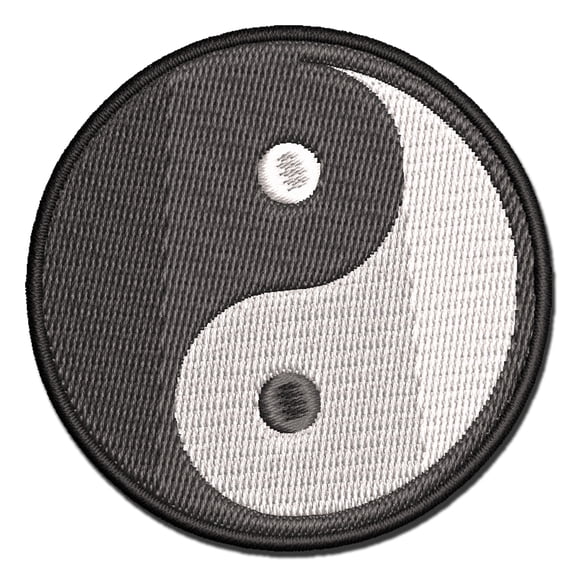 Yin and Yang Symbol Applique Multi-Color Embroidered Iron-On Patch - 3 Inch Medium