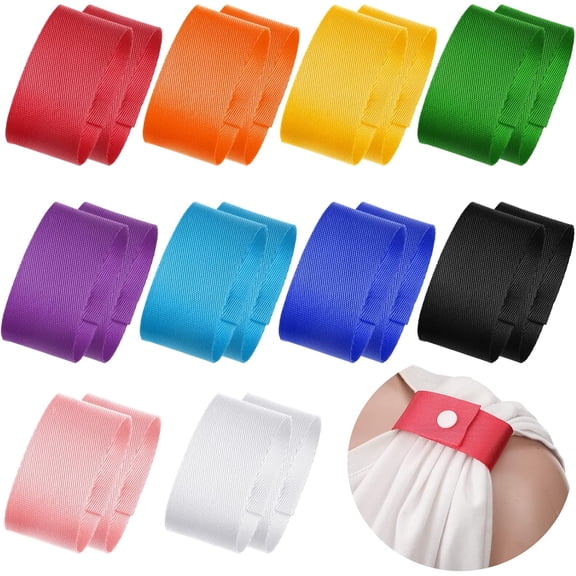 YinFire 10 Pairs Jersey Sleeve Ties with Snap Buttons, Sports Shirt Sleeve Clips Straps, Prevents Sleeves Rolling Up, Baseball Softball Soccer Gym Training Accessories for Adults Teens