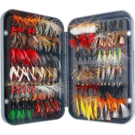 YinFire 120pcs HandTied Fly Fishing Nymphs Kit, Assorted Trout Bass Nymph Flies with Fly Box