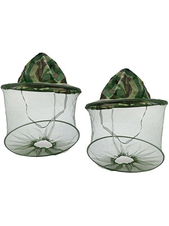 2Pack Camouflage Beekeeper Beekeeping Cap Hat with Head Net Mesh Face Protection Outdoor Fishing Equipment Beekeeping Supplies