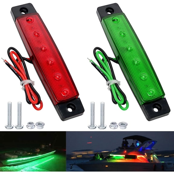 YinFire 4 Pack LED Boat Navigation Lights, 12V Red and Green Bow Stern Side Marker Lights Waterproof Marine Signal Lamps for Yacht Sailboat Kayak Fishing Pontoon Vessel