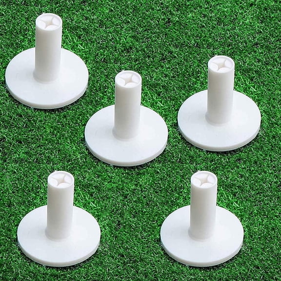 YinFire 5 Pack Golf Rubber Tees with Tee Adaptor, 1.5" & 2.0" White Black Golf Tee Holder Set, Reusable Golf Tees for Driving Range Hitting Mat Indoor Outdoor Practice