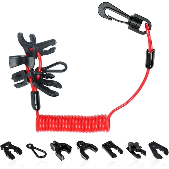 YinFire Universal Boat Kill Switch Lanyard with 7 Replacement Keys, Marine Safety Cutoff Tether Compatible with Mercury Yamaha Honda Suzuki Johnson Jet Ski Outboard Motors