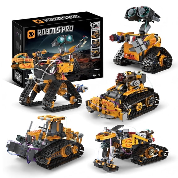 Yincuntons 5-in-1 Remote Control Programming Track Robot Building Set Compatible with Lego Educational STEM Robot Model for Adults
