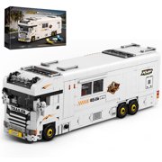 Brixzonecho Building Set Luxury Camper RV, Travel Motorhome Desktop Decor Assembly Model for Adults 1180 PCS Compatible with Lego