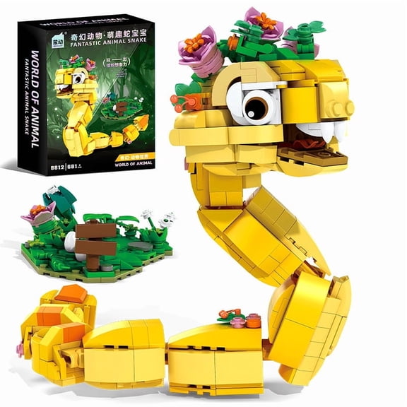 Yincuntons Cute Snake Building Set Compatible with Lego Animal Desktop Decor Creative Collectible for Adults 681pcs