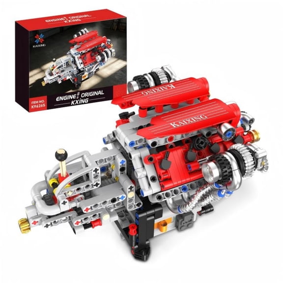 Yincuntons 8-Cylinder Car Engine Building Set Compatible with Lego V8 Engine Model Kit that Runs for Adults