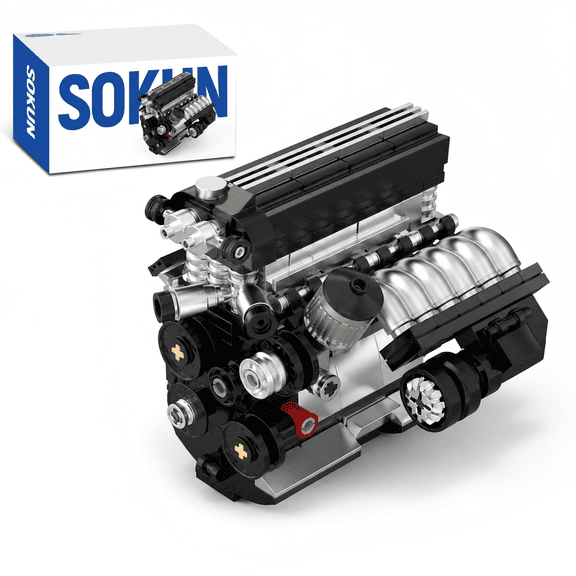 Yincuntons S50 Engine Building Set Compatible with Lego Car Collection Mechanical STEM Model for Adults Man