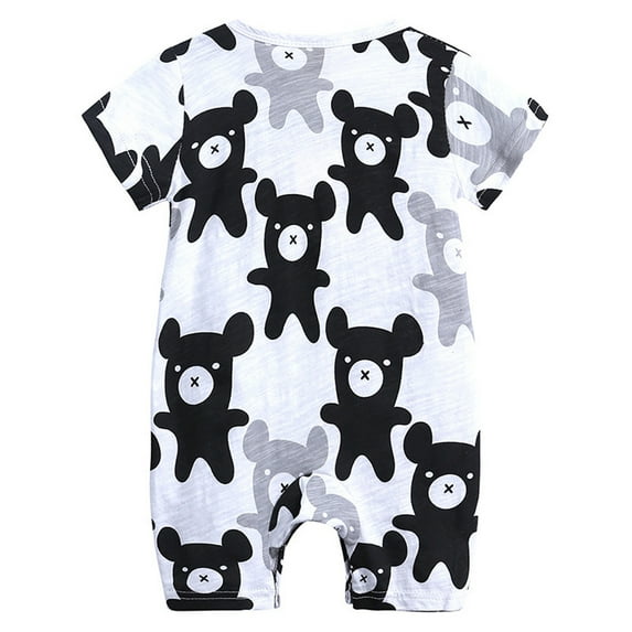 Yindaity 0-18 Month Boy Clothes Summer Romper Boys Baby Outfit Cartoon Print Summer Clothes Kids Shirts for Boys Black,0-3 Months