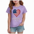 thumbnail image 1 of Yindaity 4th Of July Girls Shirt Toddler Girls 4th of July T-Shirt American Flag Print Cotton Kids Boys Independence Day Tees(Purple,7-8 Years), 1 of 5
