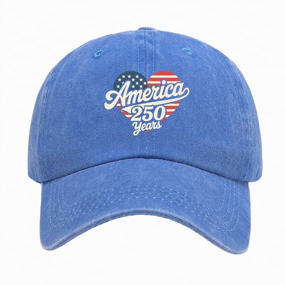 Yindaity 4th Of July Hat America 250th Anniversary USA Hat Adjustable Embroidered 250th Anniversary Patriotic Retro Washed Hat Baseball Caps,Blue