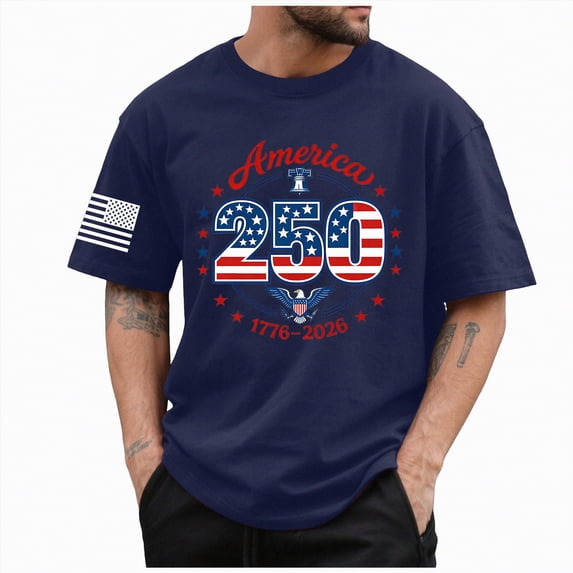 Yindaity American Flag T Shirts for Men Women Men Kids Patriotic American Flag Distressed T-Shirt(Dark Blue,M)
