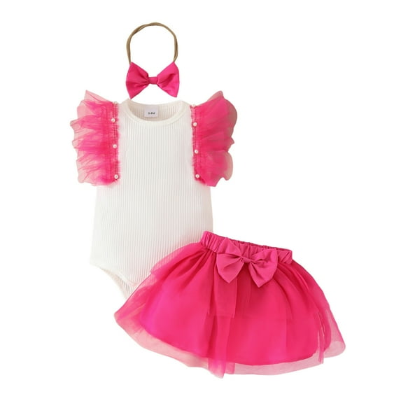 Yindaity Baby Bodysuit Baby-girls Short-sleeve Onesies Bodysuits Hot Pink,0-3 Months