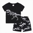 thumbnail image 1 of Yindaity Baby Boy Clothes Summer Kids Boy Clothes Casual Short Sleeve Polo Shirt + Print 2Pcs Shorts Summer Clothing Set(Black,6-7Years), 1 of 9