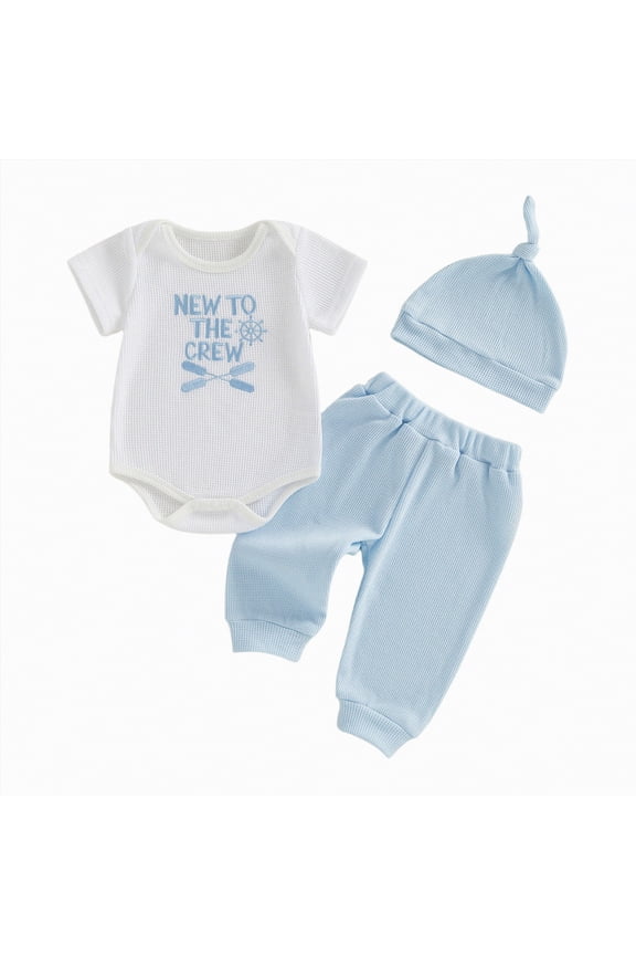 Baby Boy Outfit Sets Newborn Baby Boy Clothes Here Coming Home Outfit Letter Print Romper Pant Summer Baby Boy's Clothing(White,3-6 Months)