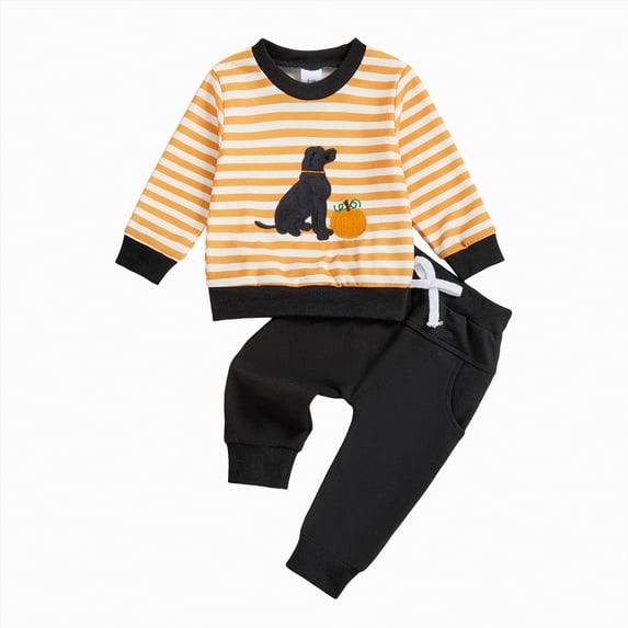 Yindaity Baby Boy Outfits Toddler Baby Boy Fall Winter Clothes Graphic Long Sleeve Sweatshirt Pullover Tops + Joggers Pants Outfit Set 18 Month Boy Clothes(Black,2-3 Years)