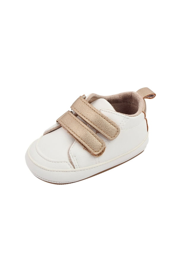 Baby Boy Shoes Baby Shoes Boys Girls Sneakers Non-Slip Rubber Sole Toddler Crib First Walker Shoes (Gold,12-18 Months)