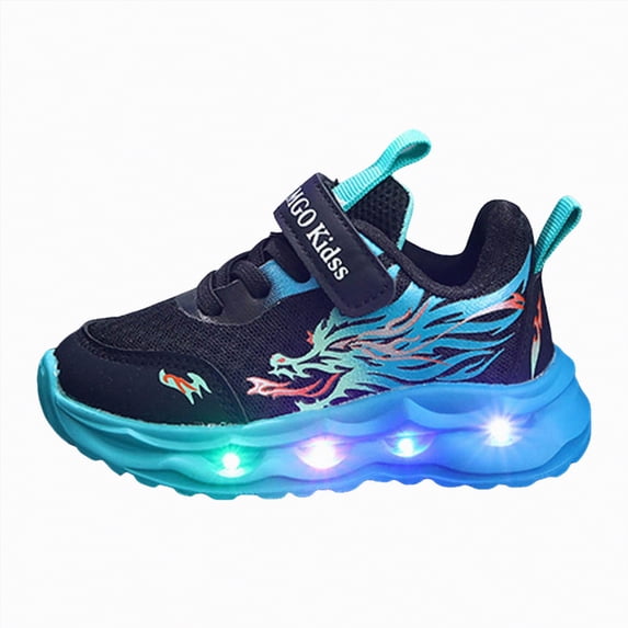 Yindaity Baby Boy Shoes Light Up Shoes Kids Soft Flashing Led Sneakers Cute Breathable Boys' Athletic Shoes(Blue,8)