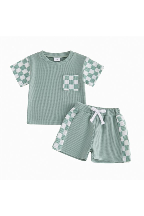 Baby Boy Summer Clothes 3-6 Months T-Shirt and Shorts Outfit Set Infant to Big Kid(Green,18-24 Months)