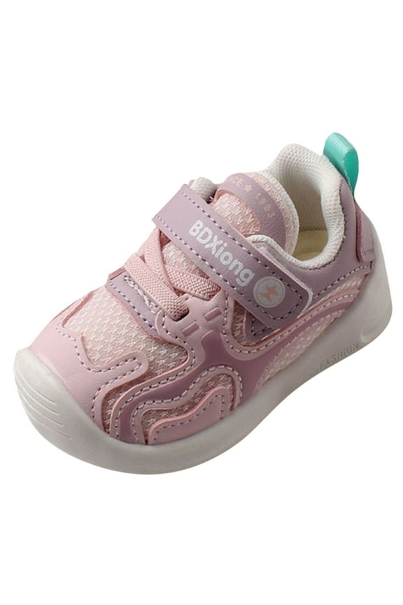Baby Boys' Shoes Kids Sneakers for Girls Boys Tennis Shoes Sneakers Outdoor Non Slip Toddler Kids Baby Girls Mesh Breathable Lace Up Soft Shoes Sneakers (Pink,18-24 Months)