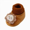 thumbnail image 1 of Yindaity Baby Cotton Booties Non-slip Floor Socks Toddler Boys Socks Breathable Kids Non-slip Cartoon Thicken Indoor Toddler Shoes(Coffee,3), 1 of 7
