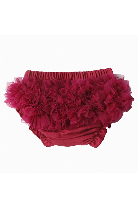 Baby Diaper Covers for Girls Toddler Infant Baby Girls Lace Ruffle Bloomers Elastic Cotton Tutu Briefs Panties Bottom Shorts(Wine,15-24 Months)