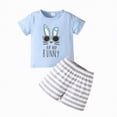 thumbnail image 1 of Yindaity Baby Easter Outfit 2Pcs Baby Boy Easter Outfits Short Sleeve Todder Easter Bunny Carrot Embroidery T-Shirt + Shorts Clothes Set(Sky Blue,5-6 Years), 1 of 9