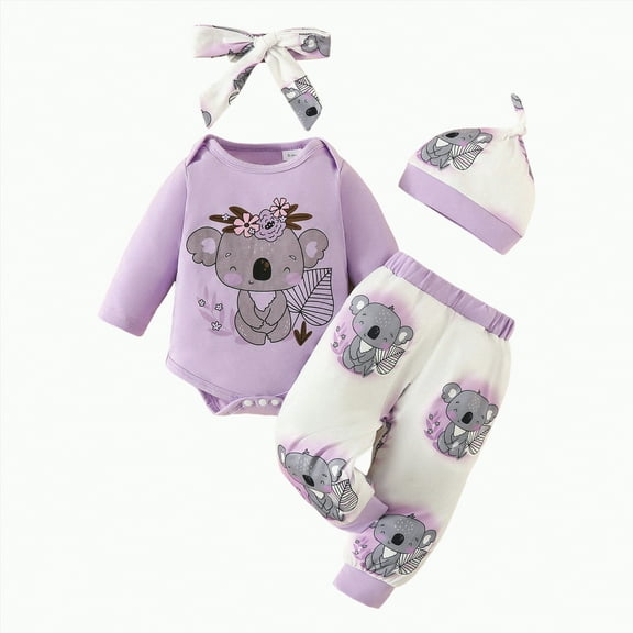 Yindaity Baby Girl Clothes Baby-girls 52-piece Playwear Set(Purple,6-9 Months)