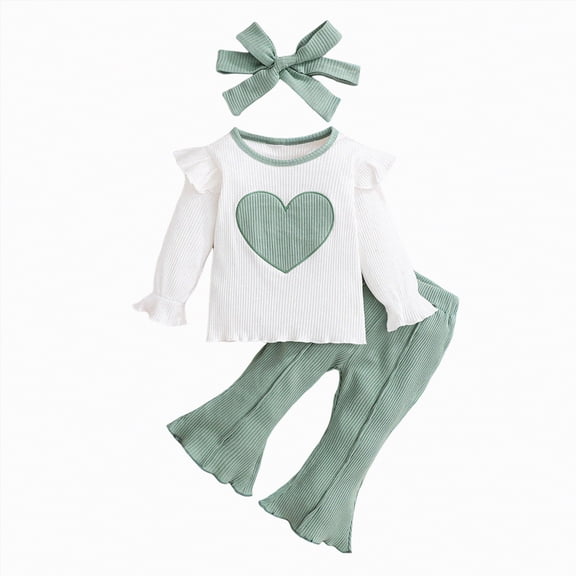 Yindaity Baby Girl Clothes Toddler Baby Girl Clothes 3 6 9 12 18 24 Months Fall Outfits Solid Long Sleeve Sweatshirt Tops   Pants Set