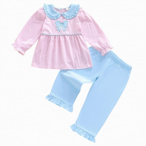 Yindaity Baby Girl Clothes Toddler Baby Girl Clothes 3 6 9 12 18 24 Months Fall Outfits Solid Long Sleeve Sweatshirt Tops   Pants Set