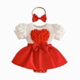 thumbnail image 1 of Yindaity Baby Girl Outfits Summer Baby Girl Summer Clothes Cute Flower Boho Romper Dress Skirt Outfits Newborn Sleeveless Rompers Jumpsuit(Red,9-12 Months), 1 of 8