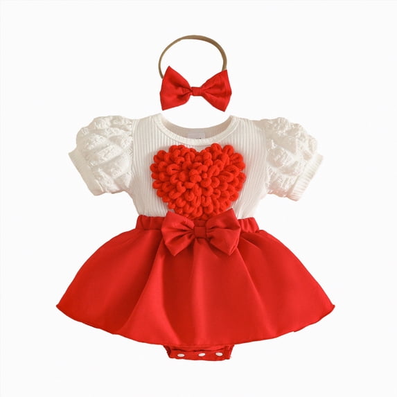 Yindaity Baby Girl Outfits Summer Baby Girl Summer Clothes Cute Flower Boho Romper Dress Skirt Outfits Newborn Sleeveless Rompers Jumpsuit(Red,9-12 Months)