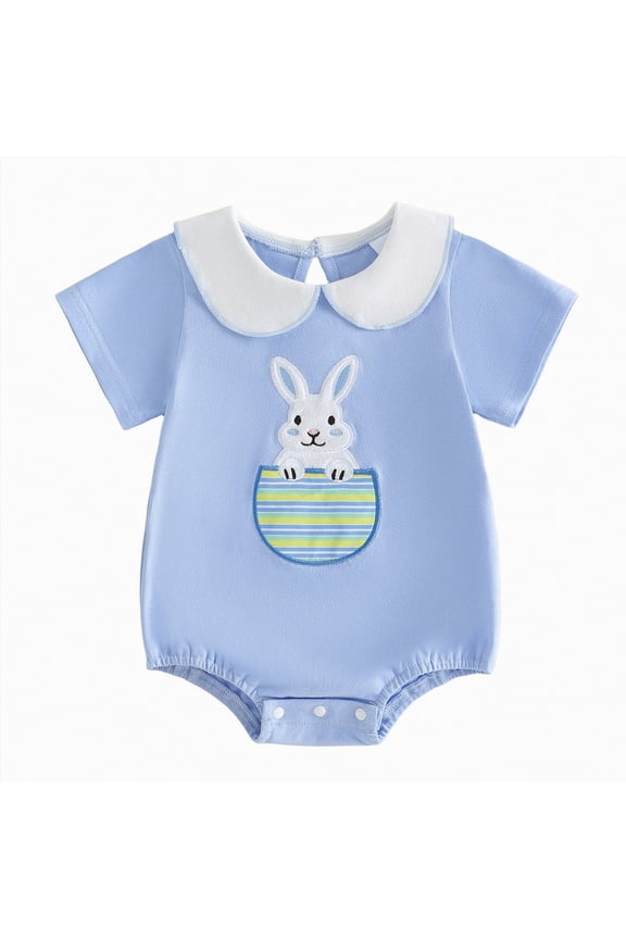 Baby Girl Summer Romper Baby Girl Summer Clothes Newborn Outfit Ruffle Romper Infant Baby Dress Solid Cute Outfits Girls(Blue,6-12 Months)