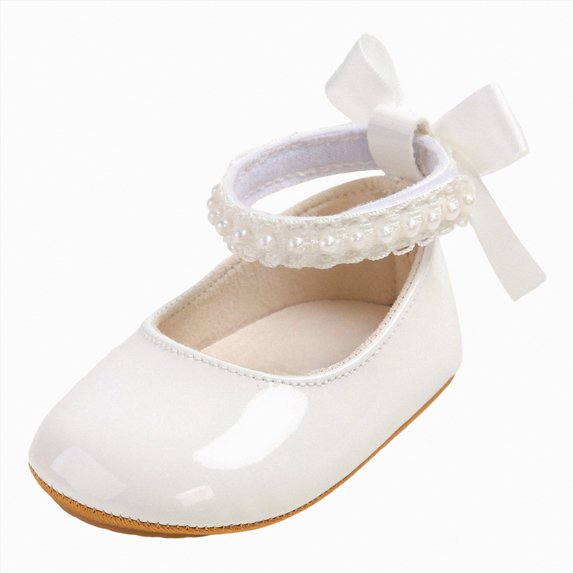 Yindaity Baby Girls Shoes Princess Dress Shoe Wedding Flats(White,11)