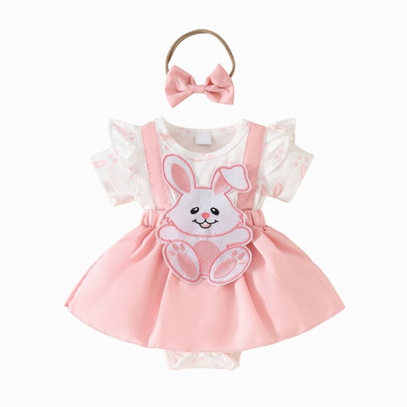 Yindaity Baby Outfit Baby Girls Summer Romper Clothes Dress Newborn Onesie Sunsuit One-Piece Jumpsuits Outfits(Red,3-6 Months)