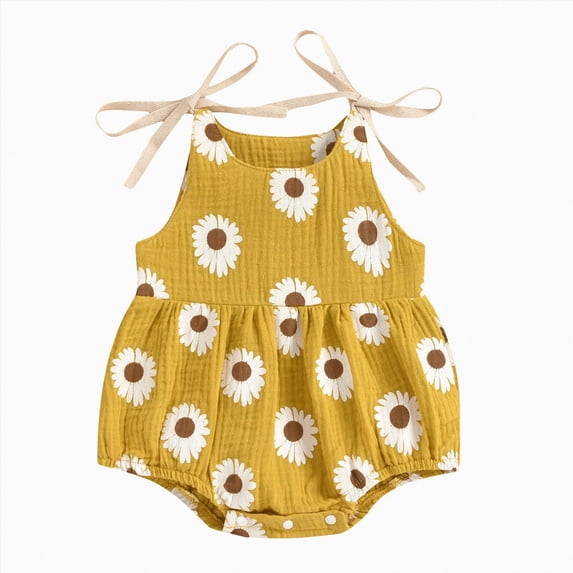 Yindaity Baby Rompers Girl Baby Girl Summer Clothes Newborn Outfit Ruffle Romper Infant Baby Dress Solid Cute Outfits Girls(Yellow,3-6 Months)