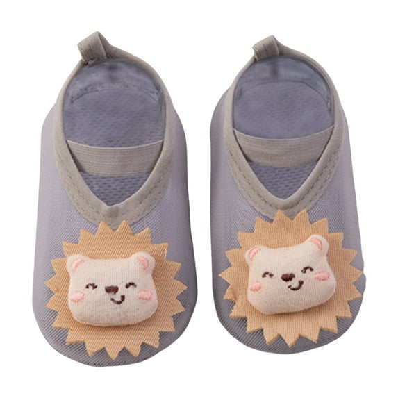 Yindaity Baby Walking Shoes Summer Baby Sock Shoes Boys Girls First Walking Shoes Non Slip Cartoon Soft Rubber Sole Baby Slipper Toddler Sneakers (Grey,12-18 Months)