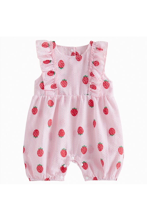 Baby-girls Outfit Romper & Headband Set for Infant, Baby and Toddler Girls 2t Rompers for Toddler Girls(Watermelon Red,6-12 Months)