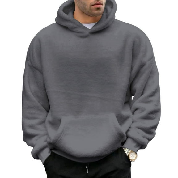 Yindaity Baggy Hoodie Men All Gender Oversized Fleece Hoodie with Long Sleeves (Grey,S)