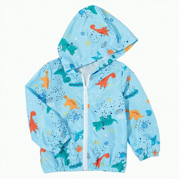 Yindaity Boys Girls Rain Jackets Lightweight Waterproof Hooded Cotton Raincoats Windbreakers for Kids(Sky Blue,2-3 Years)