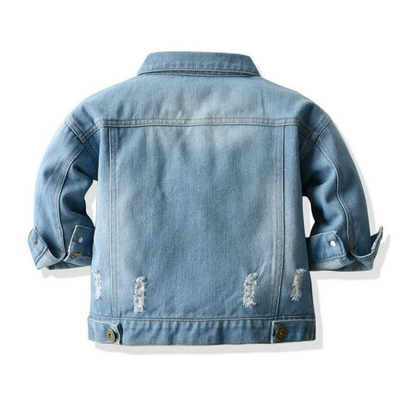 Yindaity Boys' denim jacket with buttons, beautiful and fashionable, easy to match Blue,100