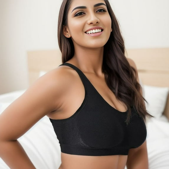 Yindaity Bras for Women Wirefree - Wireless Bra, Everyday Bras, Bras for Women No Underwire Black,M