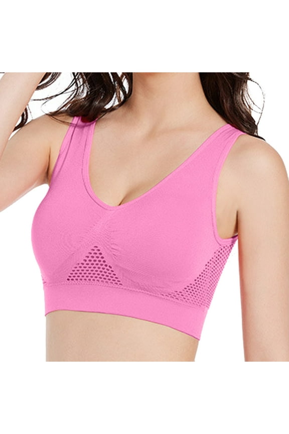 Breathable Cool Liftup Air Bra, 2024 New Large Size Air Bra Breathable and Comfortable Mesh Sports Bra for Womens Pink,L