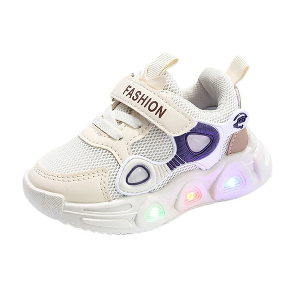 Yindaity Children's Casual Shoes Boys Breathable Non-Slip Light Sneakers Unisex Luminous Sneakers for Girls Sport Running Shoes Light Up Sneakers Beige,6-12 Months