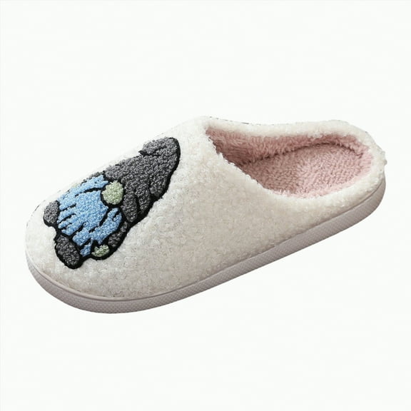 Yindaity Christmas Slippers for Women Mens Cute Reindeer Slipper Memory Foam Plush Winter House Home Shoes for Indoor(B,9.9)