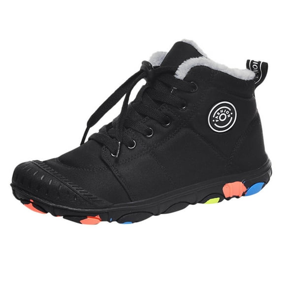 Yindaity Cotton Boys Sneakers Kids Running Lightweight Breathable Sport Shoes Boys' Walking Shoes Black,1